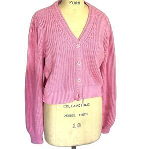 Jessica Simpson Pink Cotton Cable Knit Cardigan XL